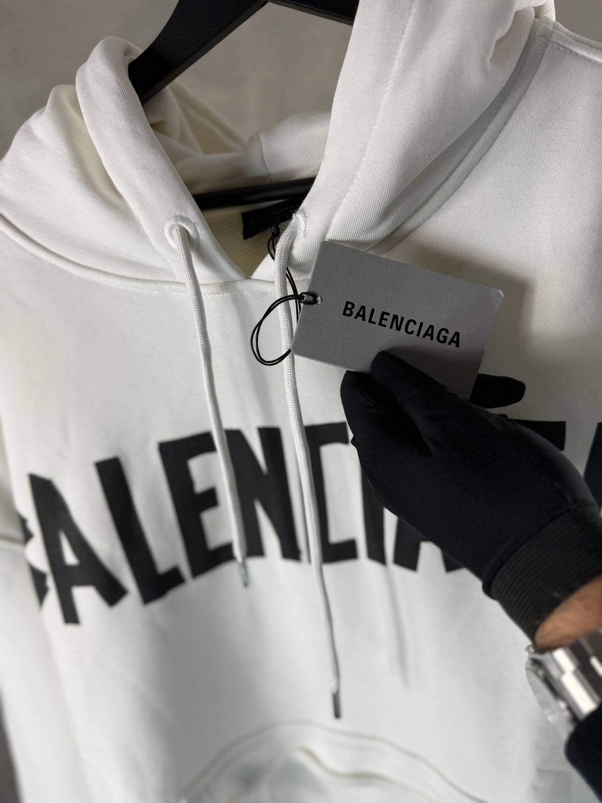 Man - Balenciaga White Black Hoodie