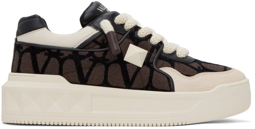 Valentino One Stud - White Brown