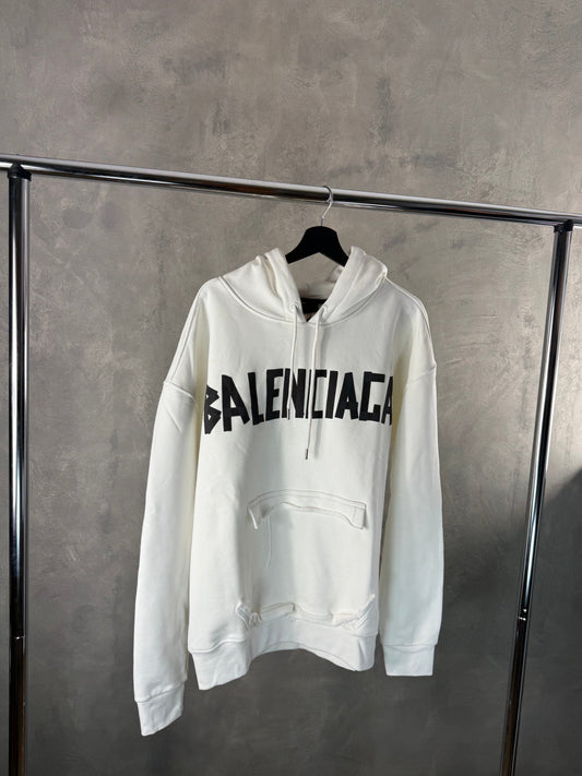 Herren – Balenciaga Weiß-Schwarzer Hoodie